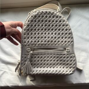 Elegant White Woven Backpack